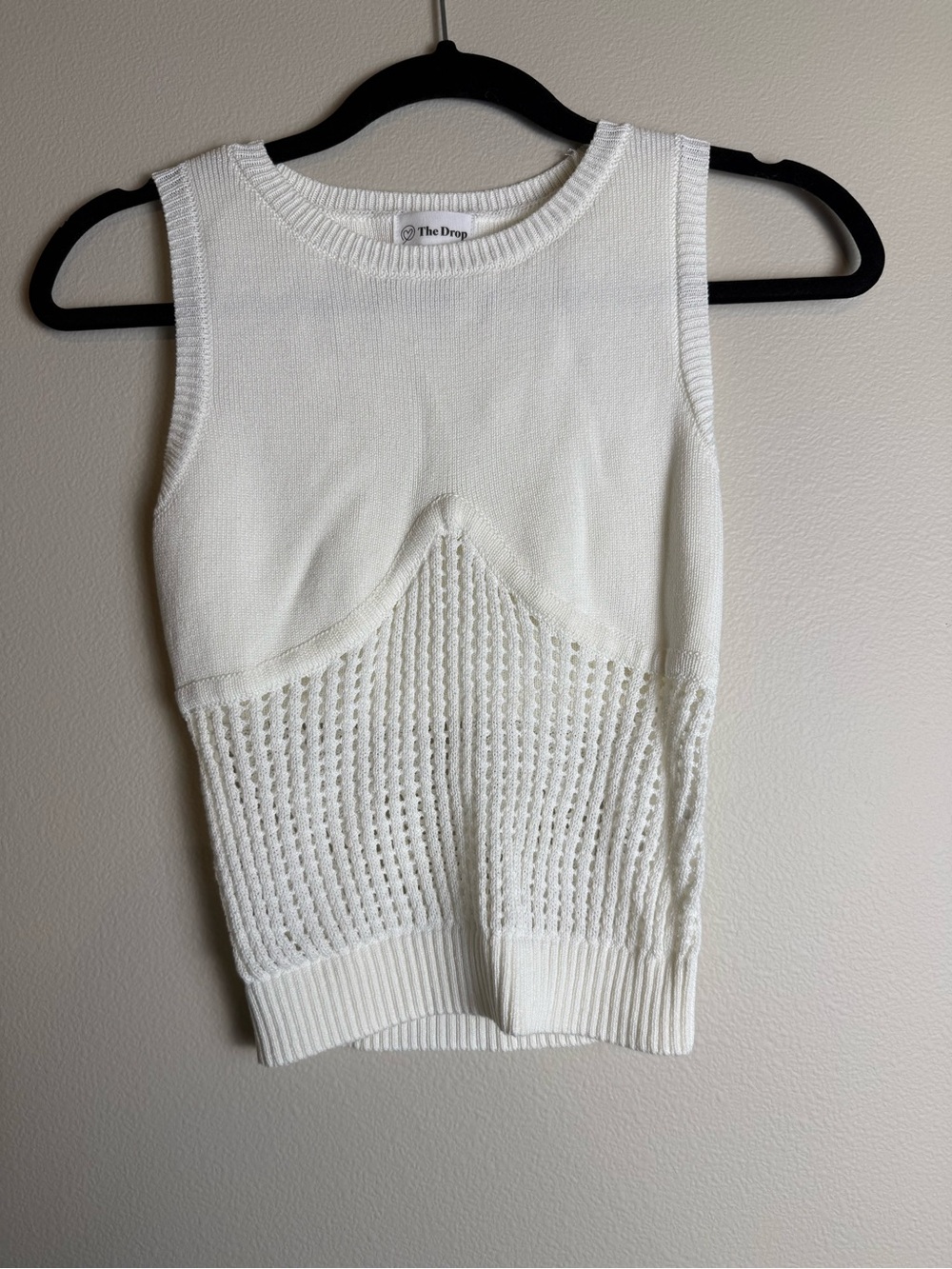 The Drop White Knit Textured Tank Top